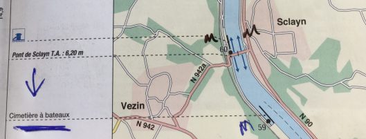 An odd chart entry. Even a 90-year-old barge such as Hoop will pass on some day. This could be her final resting - or rusting - place on the Meuse in the Belgian Ardenne.
